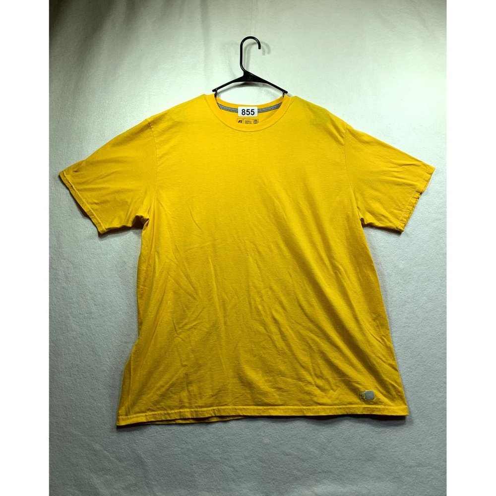 Plus Size Men Russell Athletic Yellow Cotton T-Shirt Size XXL (855)